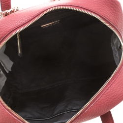 Versace Jeans Red Pebbled Faux Leather Satchel