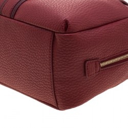 Versace Jeans Red Pebbled Faux Leather Satchel