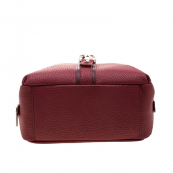 Versace Jeans Red Pebbled Faux Leather Satchel