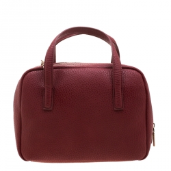 Versace Jeans Red Pebbled Faux Leather Satchel