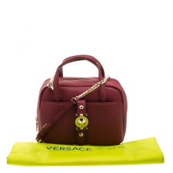 Versace Jeans Red Pebbled Faux Leather Satchel