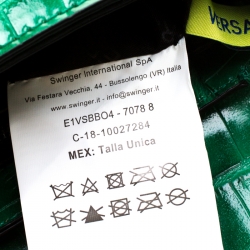 Pre Owned Versace Jeans Green Croc Embosed Faux Leather Chain Crossbody Bag