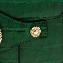 Pre Owned Versace Jeans Green Croc Embosed Faux Leather Chain Crossbody Bag