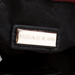 Versace Jeans Red Pebbled Faux Leather Chain Crossbody Bag