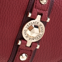 Versace Jeans Red Pebbled Faux Leather Chain Crossbody Bag