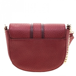 Versace Jeans Red Pebbled Faux Leather Chain Crossbody Bag