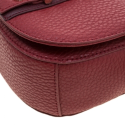 Versace Jeans Red Pebbled Faux Leather Chain Crossbody Bag