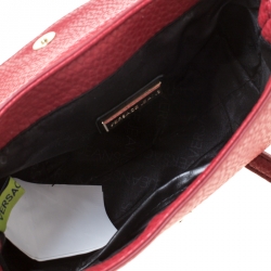 Versace Jeans Red Pebbled Faux Leather Chain Crossbody Bag
