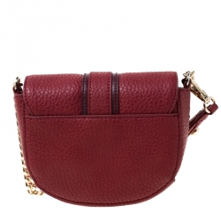 Versace Jeans Red Pebbled Faux Leather Chain Crossbody Bag