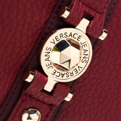 Versace Jeans Red Pebbled Faux Leather Chain Crossbody Bag