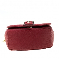 Versace Jeans Red Pebbled Faux Leather Chain Crossbody Bag