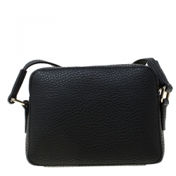 Pre Owned Versace Jeans Black Faux Pebbled Leather Crossbody Bag