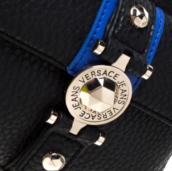 Pre Owned Versace Jeans Black Faux Pebbled Leather Crossbody Bag