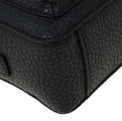 Pre Owned Versace Jeans Black Faux Pebbled Leather Crossbody Bag