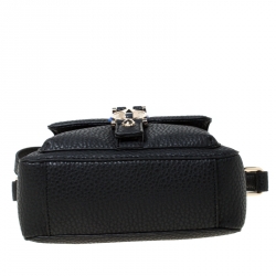 Pre Owned Versace Jeans Black Faux Pebbled Leather Crossbody Bag