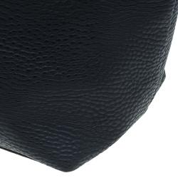 Pre Owned Versace Jeans Black Pebbled Leather Crystal Studs Shopping Tote