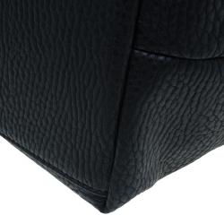 Pre Owned Versace Jeans Black Pebbled Leather Crystal Studs Shopping Tote