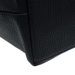 Pre Owned Versace Jeans Black Pebbled Leather Crystal Studs Shopping Tote