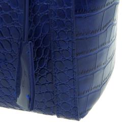 Versace Jeans Blue Croc Embossed Leather Satchel