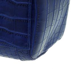 Versace Jeans Blue Croc Embossed Leather Satchel