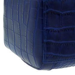 Versace Jeans Blue Croc Embossed Leather Satchel