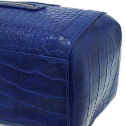 Versace Jeans Blue Croc Embossed Leather Satchel