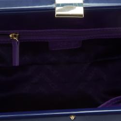 Versace Jeans Blue Croc Embossed Leather Satchel
