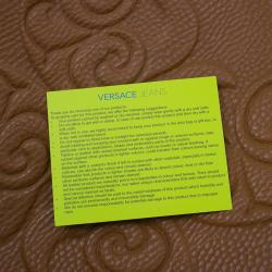Versace Jeans Brown Pebbled Leather Crystal Studs Hobo