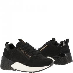 Versace Jeans Black Fabric and Suede Lace Up Sneakers Size 39