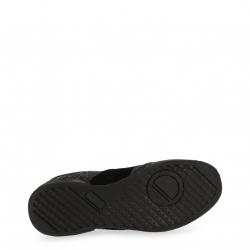 Pre Owned Versace Jeans Black Glitter and Leather Lace Up Sneakers Size 40