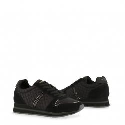 Pre Owned Versace Jeans Black Quilted Fabric and Suede Lace Up Sneakers Size 39