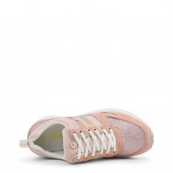 Pre Owned Versace Jeans Pink Fabric and Suede Platform Sneakers Size 36