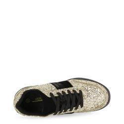 Versace Jeans Two Tone Glitter and Leather Lace Up Sneakers Size 40