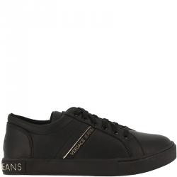Versace Jeans Black Fabric and Leather Lace Up Sneakers Size 38