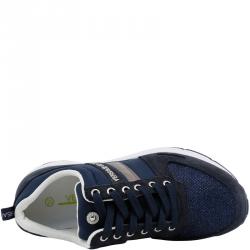 Pre Owned Versace Jeans Blue Fabric and Suede Platform Sneakers Size 41