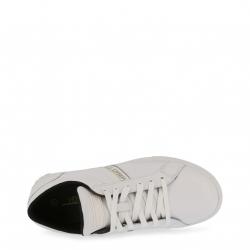Versace Jeans White Fabric and Leather Lace Up Sneakers Size 38