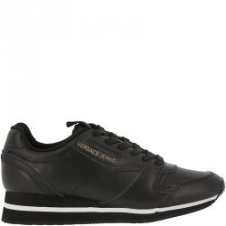 Versace Jeans Black Faux Leather Lace Up Sneakers Size 41