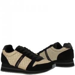 Pre Owned Versace Jeans Two Tone Fabric and Suede Lace Up Sneakers Size 38