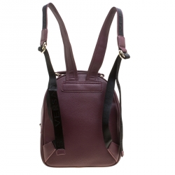 Pre Owned Versace Jeans Burgundy Pebbled Leather Backpack