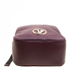 Pre Owned Versace Jeans Burgundy Pebbled Leather Backpack