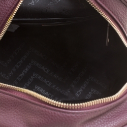 Pre Owned Versace Jeans Burgundy Pebbled Leather Backpack