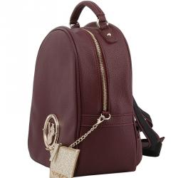 Pre Owned Versace Jeans Maroon Pebbled Leather Backpack