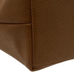 Versace Jeans Brown Pebbled Leather Crystal Studs Shopping Tote