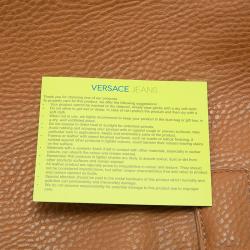 Versace Jeans Brown Pebbled Leather Crystal Studs Shopping Tote