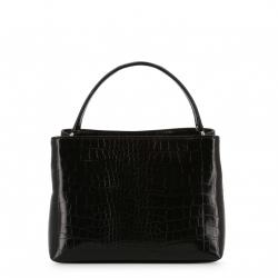 Versace Jeans Black Embossed Synthetic Leather Top Handle Bag