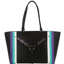 Versace Jeans Black Synthetic Leather Tote Bag