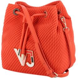 Versace Jeans Orange Signature Synthetic Leather Drawstring Shoulder Bag