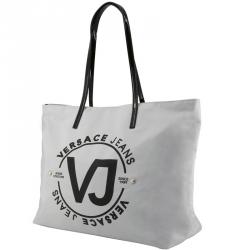 Pre Owned Versace Jeans Gray Synthetic Leather Shopping Tote Bag