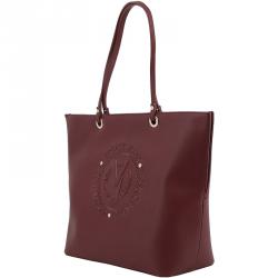 Pre Owned Versace Jeans Dark Red Faux Leather Shopper Tote
