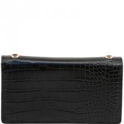 Versace Jeans Black Embossed Faux Leather WOC Clutch Bag